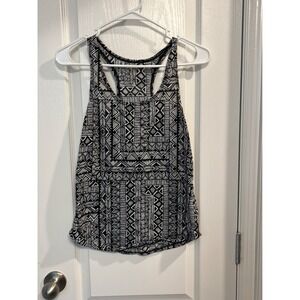 Boho Tank‎ Top Black White Geometric Print Sleeveless Casual Summer